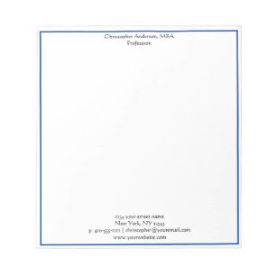 Bloc-note Bleu Blanc Minimaliste Professionnel d'Affaires