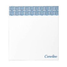 Bleu Classique Avec Motif Crochet Blanc