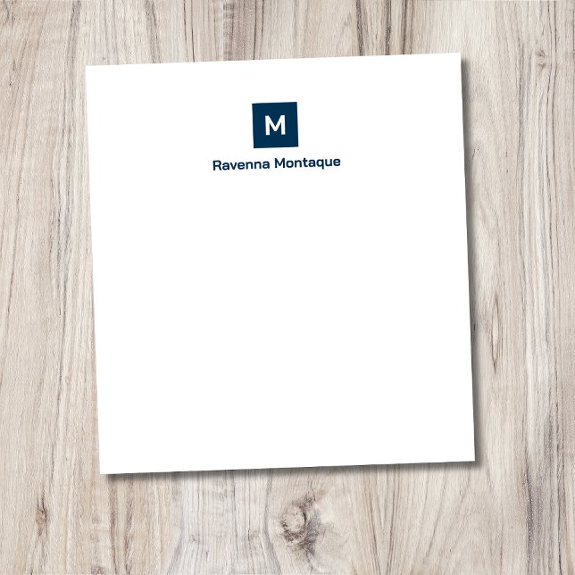Bloc-note Bleu de Prusse Chic Moderne Monogramme Nom  (Créateur téléchargé)