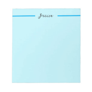 Bloc-note Bleu Élégant Simple Moderne Nom Professionnel