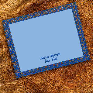 Bloc-note Bleu foncé motif brun fleur naturelle