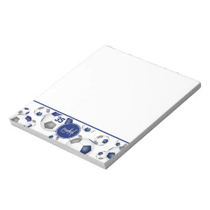 Bloc-note bleu gris balle de football accent motif