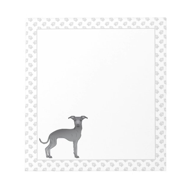 Bloc-note Bleu Italien Greyhound Cute Cartoon Chien avec pat (Devant)