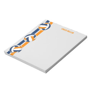Bloc-note bleu orange équipe couleurs entraîneur de volley-b