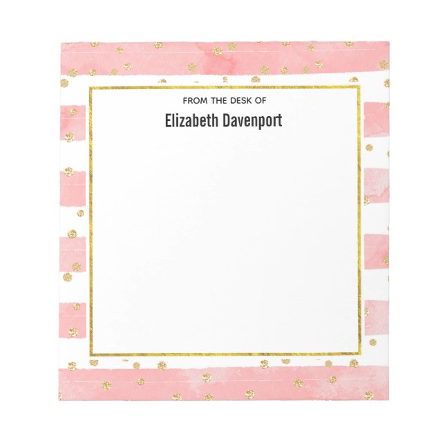 Bloc-note Bleu rose | Faux Gold Confetti (Devant)