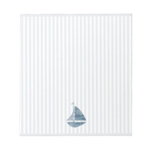 Bloc-note Bleu Sailboat Nautical Stripe