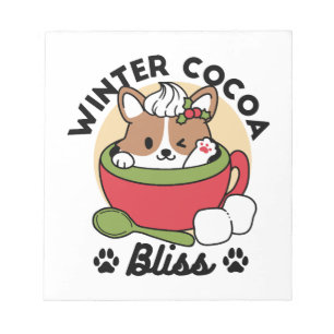 Bloc-note Bliss de cacao d'hiver - Chien mignon en mode Mug