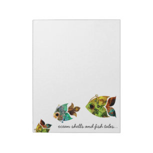 Bloc-note Bloc - notes de vert bleu de poissons de collage