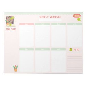 Bloc-note Bloc - notes du calendrier hebdomadaire 8.5x11