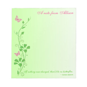 Bloc-note Bloc - notes floral de papillon rose et vert