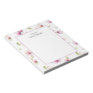 Bloc-note Bloc - notes floral personnalisé de magnolia rose