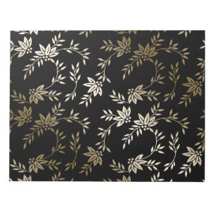 Bloc-note Bloc - notes noir floral d'or de feuille de papier