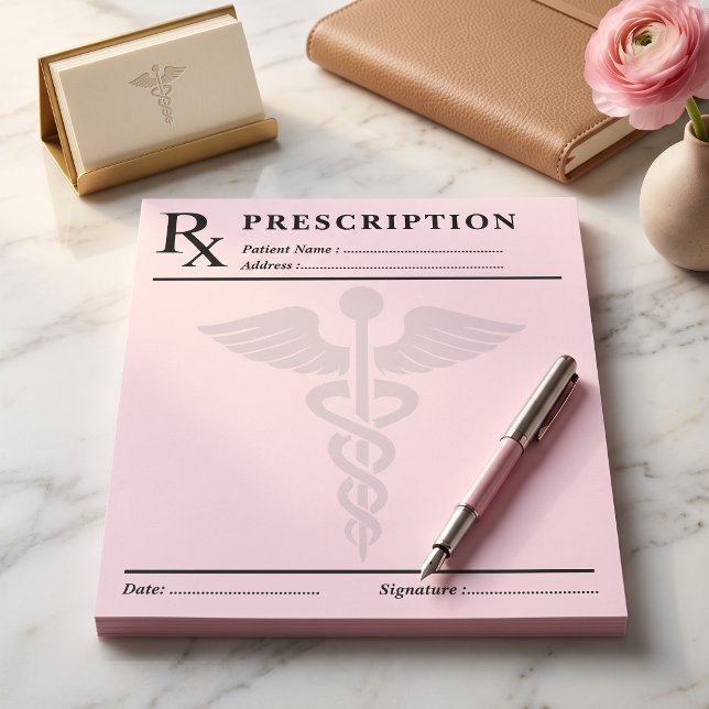 Bloc-note Bloc RX ordonnance modifiable Caducée de docteur (Custom Prescription RX Pad Editable Doctor Caduceus)