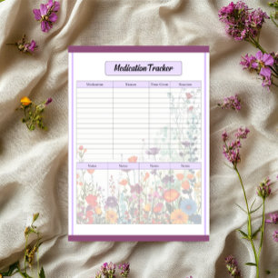Bloc-note Blooming Purple Garden_ Suivi de Médicaments