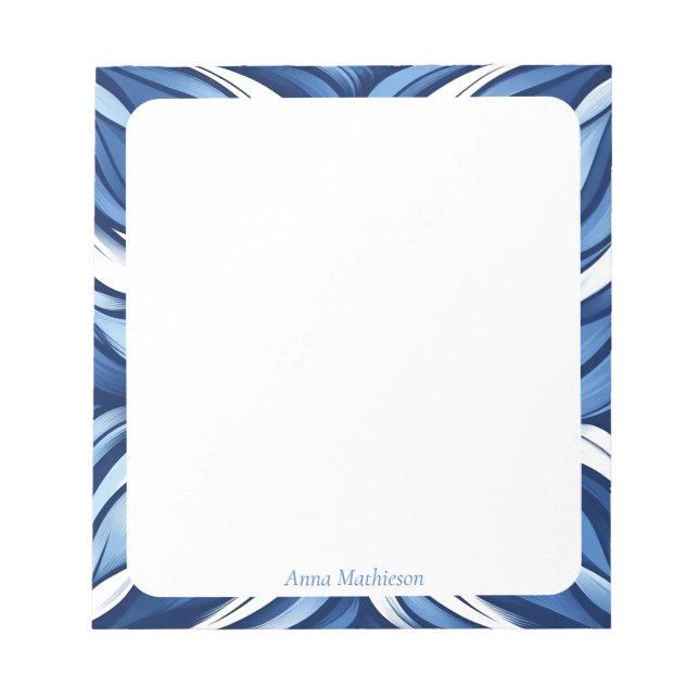 Bloc-note Blue Bliss Organic Floral Personalized Desk (Devant)