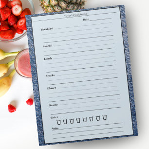Bloc-note Blue Denim Food Journal - Easy Daily Repas Journal