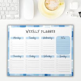 Bloc-note Blue Gingham Border, Undated Weekly Planner