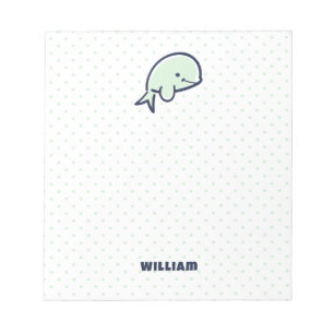 Bloc-note Blue Hand-Drawn Beluga Whale Boys Name