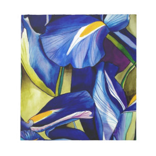 Bloc-note Blue Iris fleurs d'aquarelle d'art