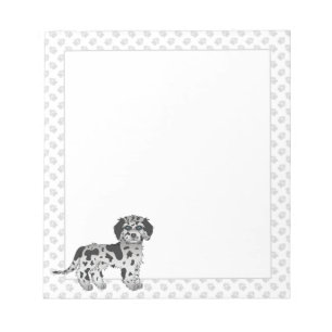Bloc-note Blue Merle Mini Goldendoodon Cartoon Chien et Pâte