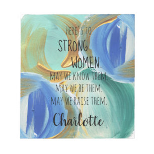 Bloc-note Blue Mint Gold Swirls Strong Women Personalized