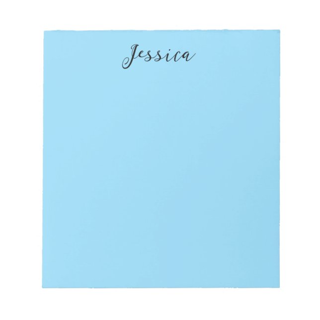 Bloc-note Blue Modern Elegant Plain Simple Professional Name (Devant)