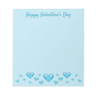 Bloc-note Blue Valentine's Day Hearts & Custom Text