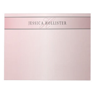 Bloc-note Blush Élégant Faux Or Rose   Nom & Initiales