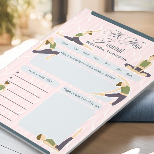 Bloc-note Boho Abstrait rose vert Yoga Pose Journal quotidie (Créateur téléchargé)