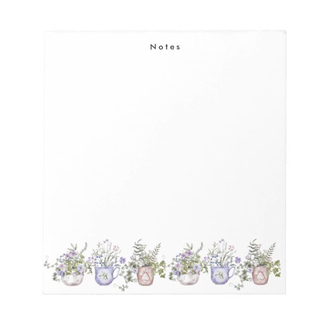 Bloc-note Boho Aquarelle Pointe Purple Fleurs sauvages Perso (Devant)