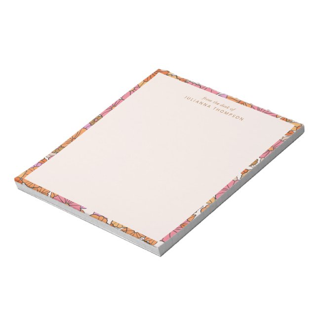 Bloc-note Boho Earthy Burnt Orange Floral Nom personnalisé (Tourné)