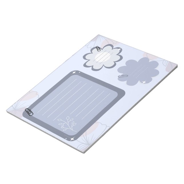 Bloc-note Boho Floral Blue Grey Papier créatif (Incliné)