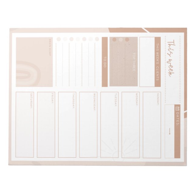 Bloc-note Boho Neutral Weekly Planner pour les fournisseurs  (Devant)