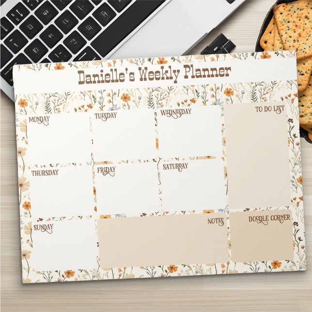 Bloc-note Boho Ouest Floral Custom Weekly Planner (Western Boho Floral Weekly Planner by Darling & May)