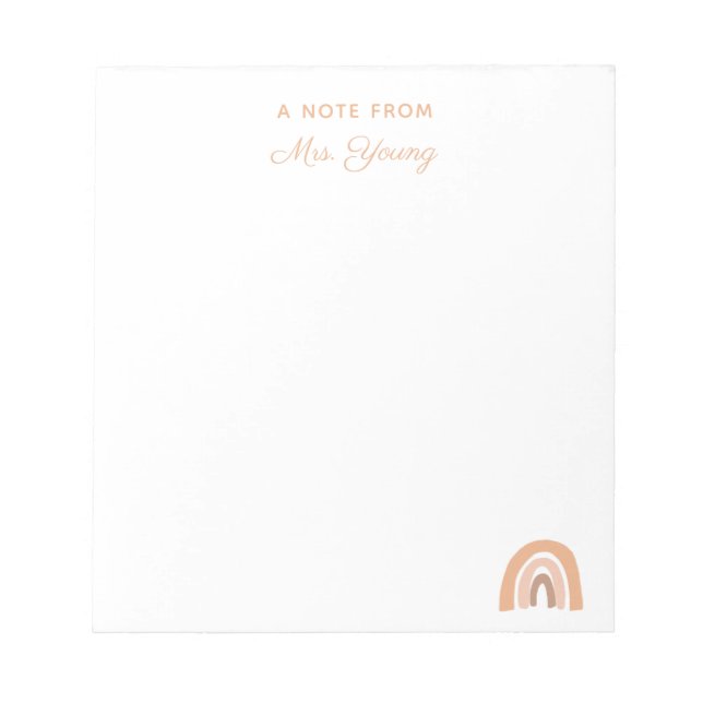 Bloc-note Boho Rainbow Appréciation personnalisée de l'ensei (Devant)