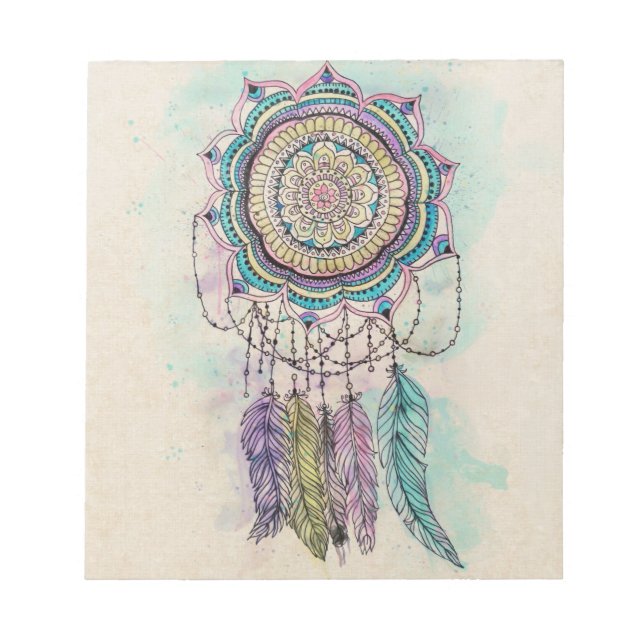 Bloc-note Boho Watercolor Mandala Dreamcatcher (Devant)