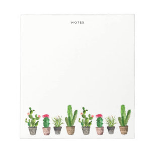 Bloc-note Boho Watercolor Succulents Personnalisés