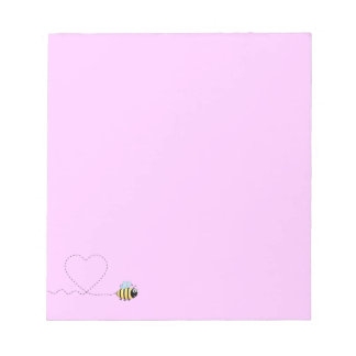 Bloc-note Bonne abeille positive en amour dessin animé rose