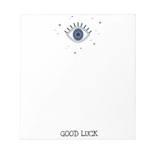 Bloc-note Bonne chance bleu oeil talisman grec mauvais oeil