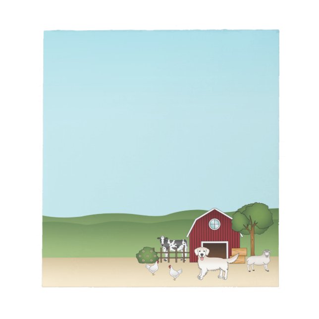 Bloc-note Bonne Crème Anglaise Golden Retriever À Une Ferme (Devant)