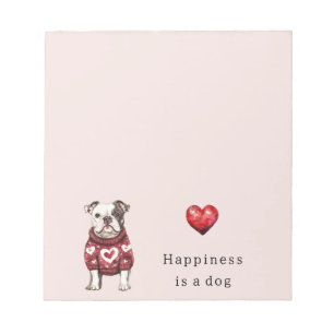 Bloc-note Bonnet rouge coeurs blancs Happiness est un chien