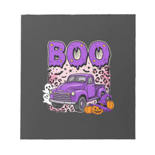 Bloc-note Boo Halloween Camion Violet Fantôme et Citrouilles