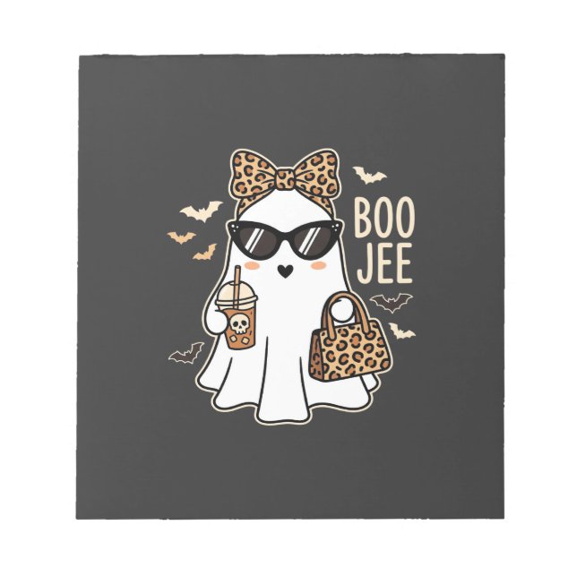 Bloc-note Boo Jee Cute Ghost Halloween Leopard Design_1 (Devant)