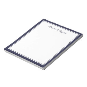 Bloc-note Bordure bleue marine - Carte à notes personnalisée