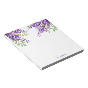Bloc-note Bordure de fleurs d'aquarelle violette