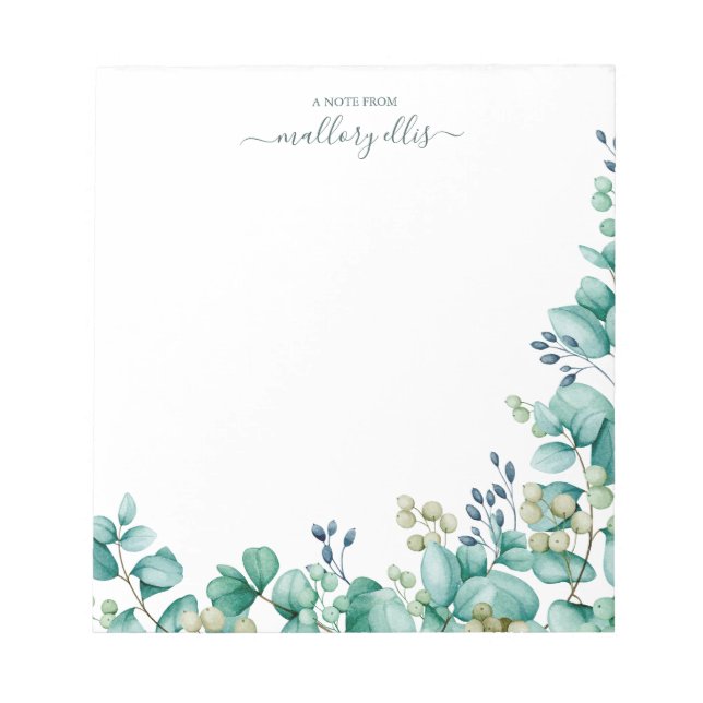 Bloc-note Bordure d'Eucalyptus moderne (Devant)