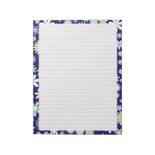 Bloc-note Bordure florale - Papier à grand régime rose 8,5