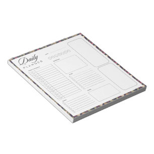 Bloc-note Bordure florale vierge feuille de planificateur qu