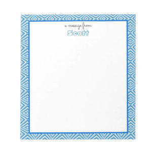 Bloc-note Bordure géométrique bleue avec monogramme
