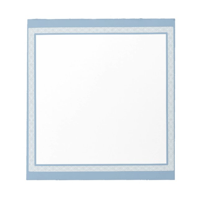 Bloc-note Bordure géométrique bleue et blanche (Devant)